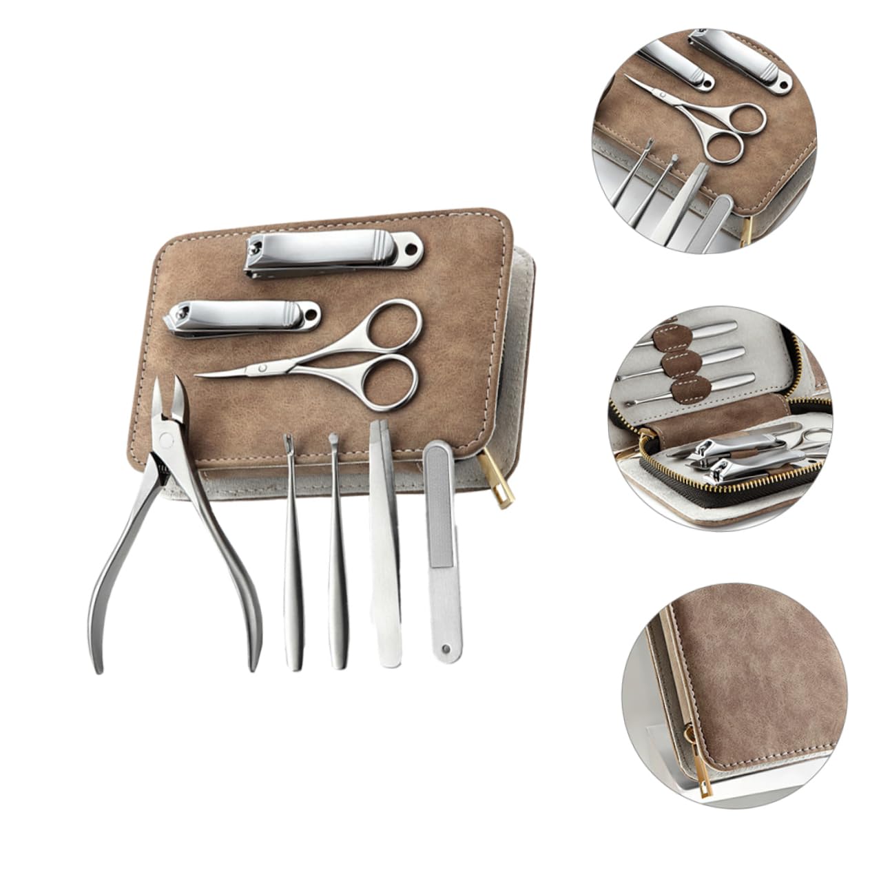 Kit de Manicura y Pedicura Profesional de Acero Inoxidable 8 Piezas Cortaúñas y Lima para Uñas Pies Uso en Casa y Profesional