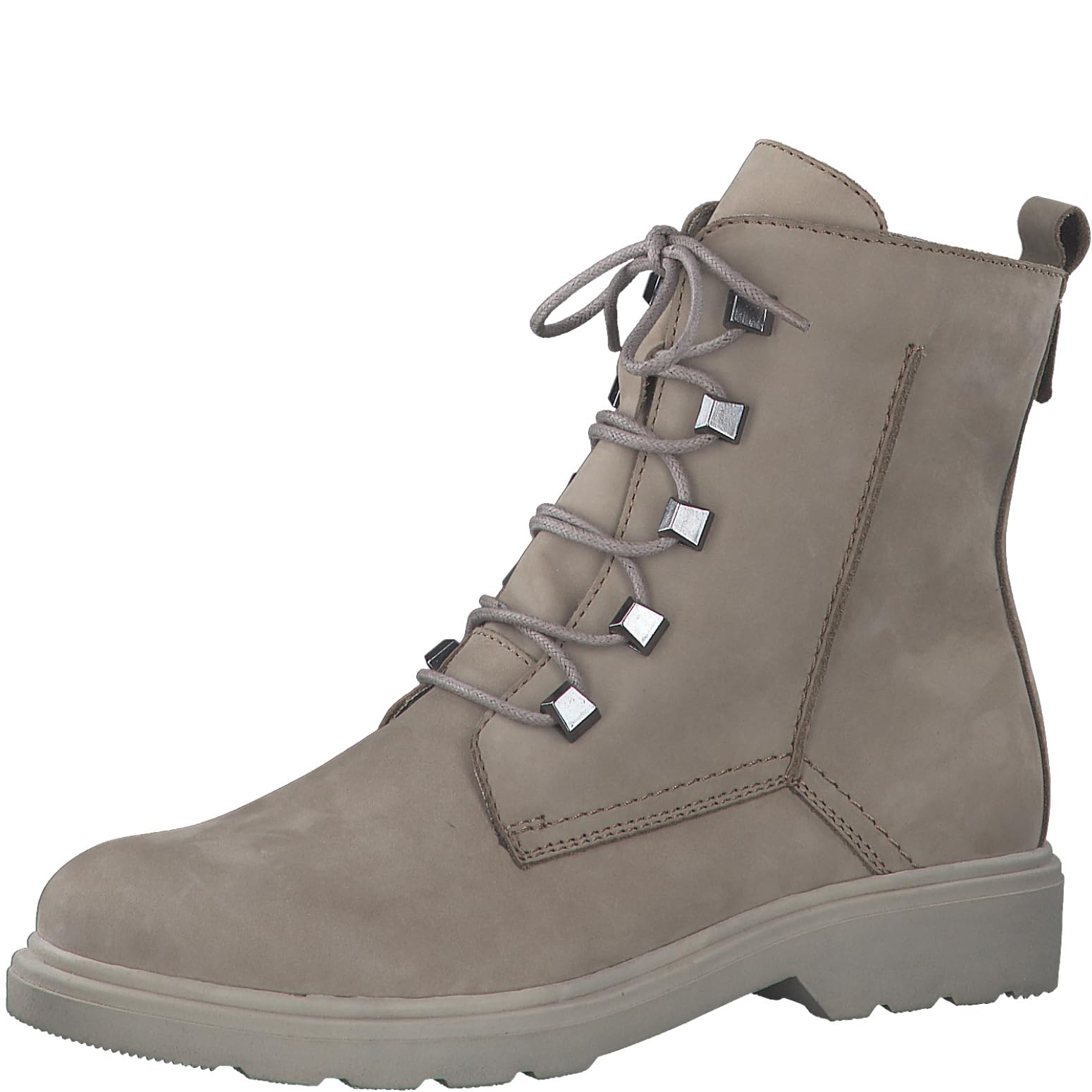 MARCO TOZZI Women's 2-25276-41 Lace Boot Flat, Taupe Nubuck, 4