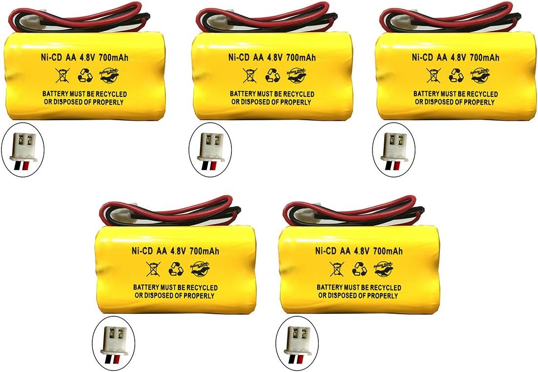 4.8v 700MAH Battery for Exit Sign Emergency Light BL93NC487 BL93NC484 BL93NC485 4.8v 500mah 4.8v 800mah NiCd NiCad Battery Ni Cd White Connector (5 Pack)