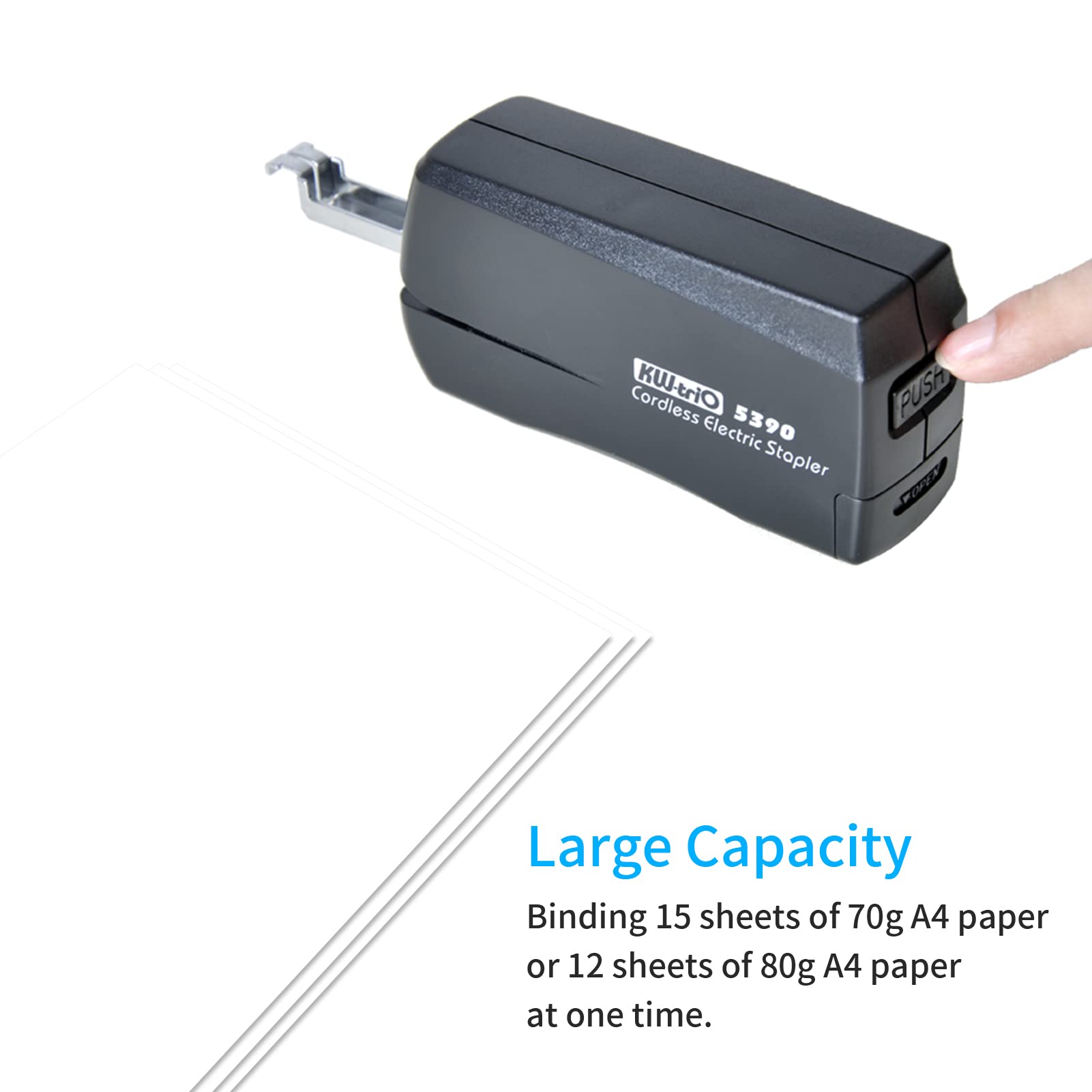 Bisofice KW-triO Automatischer elektrischer Hefter Automatischer Tischhefter 15 Blatt Kapazität Weniger Aufwand Unterstützung Nr. 10 Heftklammern für Home Office Schulbedarf Batteriestromversorgung