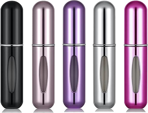5 botellas de perfume recargables de 0.2 fl oz, botella portátil de perfume de viaje, mini botella recargable de perfume portátil de viaje,