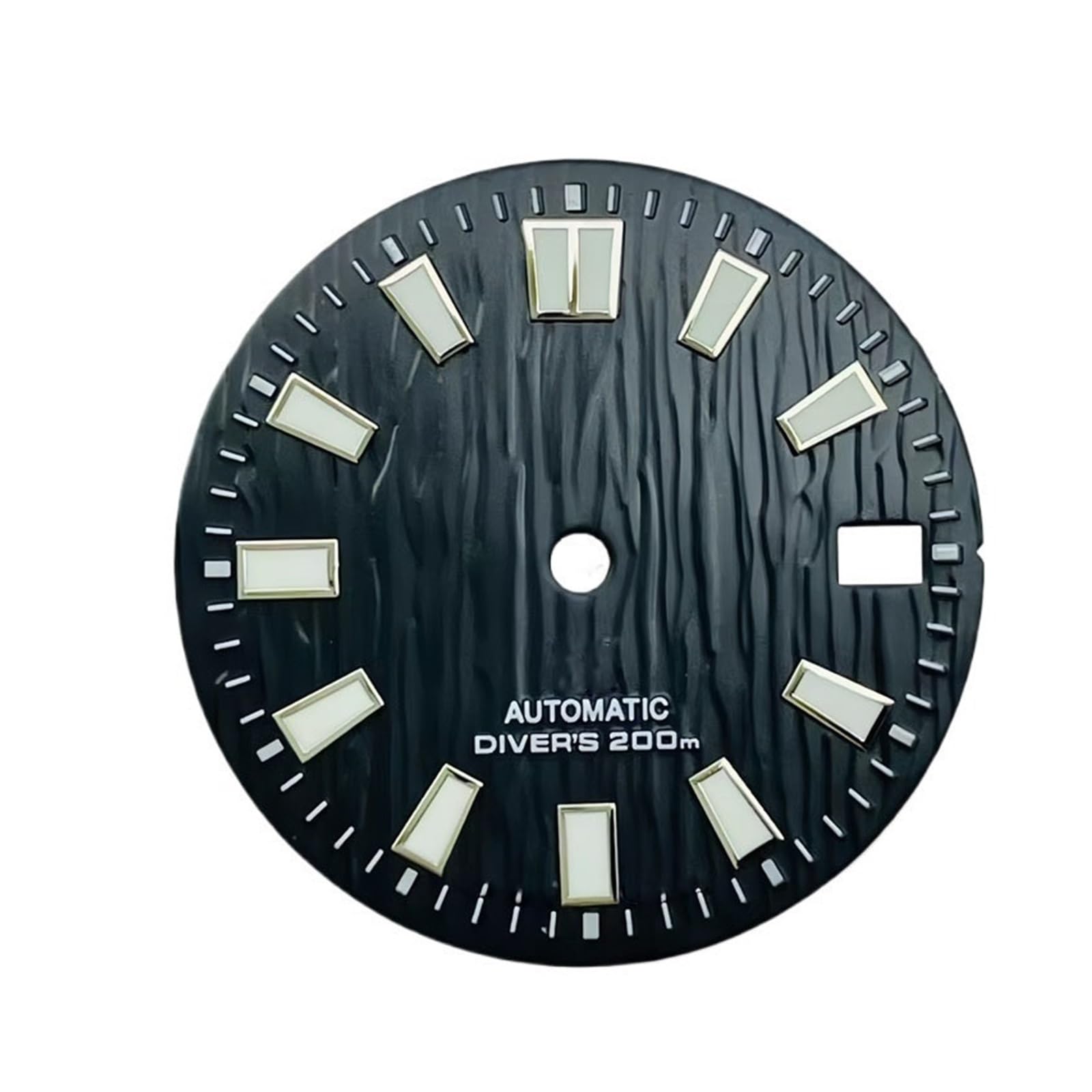 1 szt. Tarcza 28,5 mm S Logo Wzór kory drzewa Zielony Luminous Nadaje się do akcesoriów zegarków z mechanizmem NH35/NH36(Black)