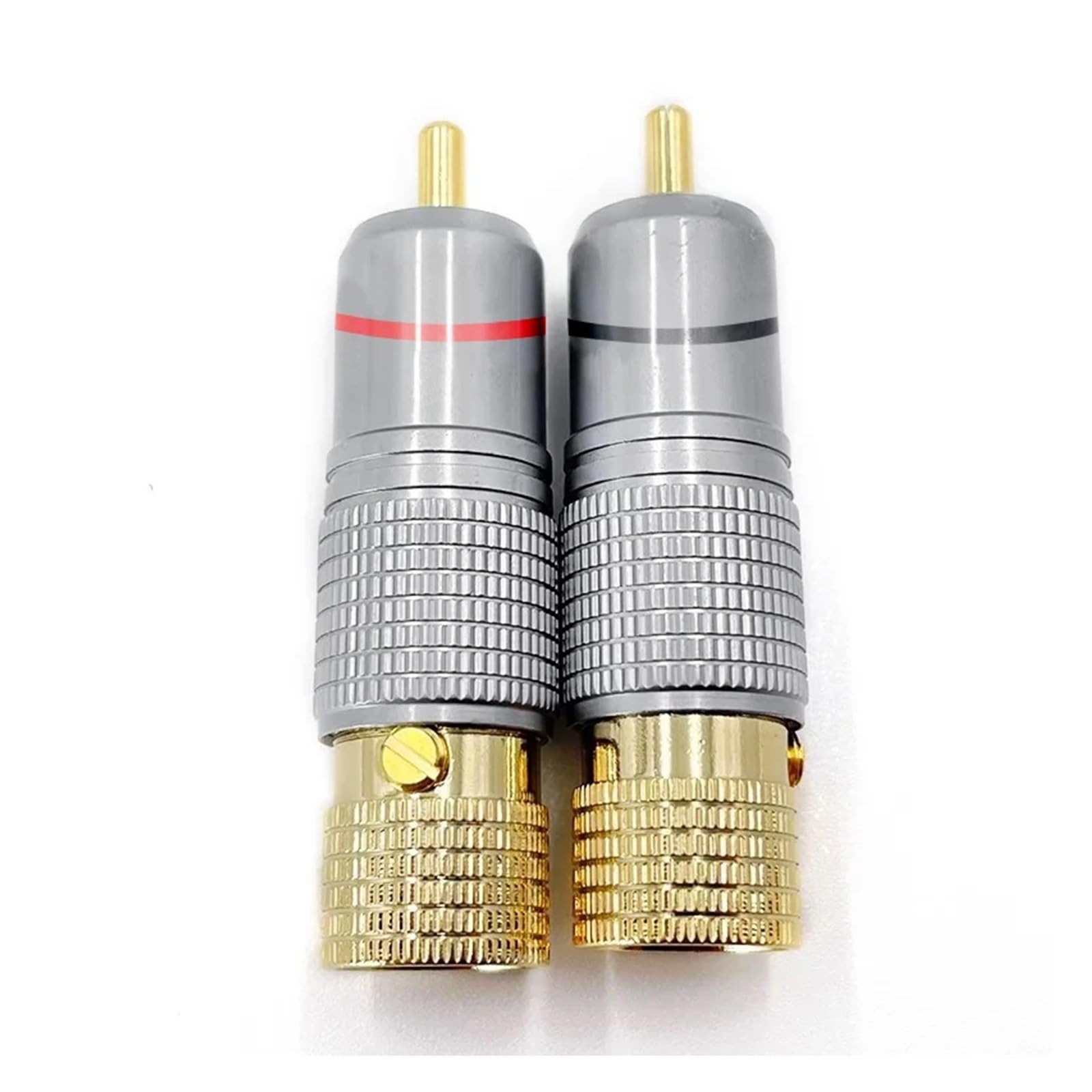 2/4/8/16 pièces Hifi RCA prise verrouillage connecteur Coaxial sans soudure 10mm adaptateur de câble Audio plaqué or ESSEIEIE(Black,4PCS)