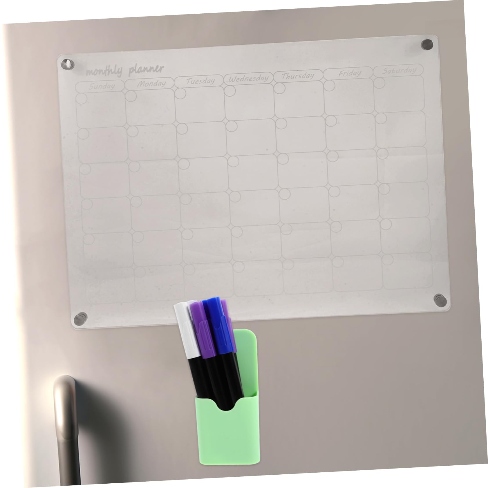 TEHAUX Calendario de Borrado Seco Transparente Magnético para Planificar Comidas Semanales el Refrigerador Pizarra para Organizar Cenas Mensuales