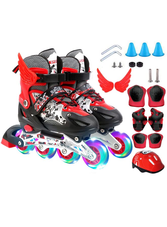 ZCM HAPPYKids Adjustable Perfect inline skates Roller Skate Shoe Set with LED Flash