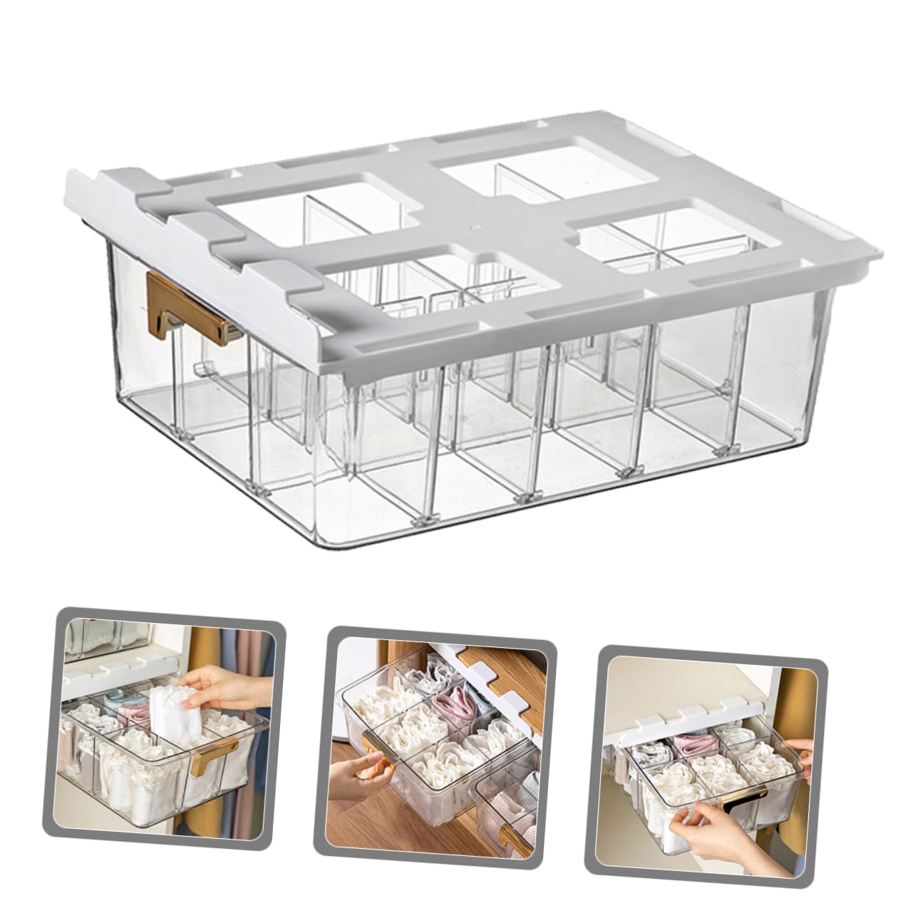 CHILDWEET Caja De Almacenamiento Multiuso Para Ropa Interior y Calcetines Organizador Transparente De Cajón Compartimentos Para Armarios y Organización Casa
