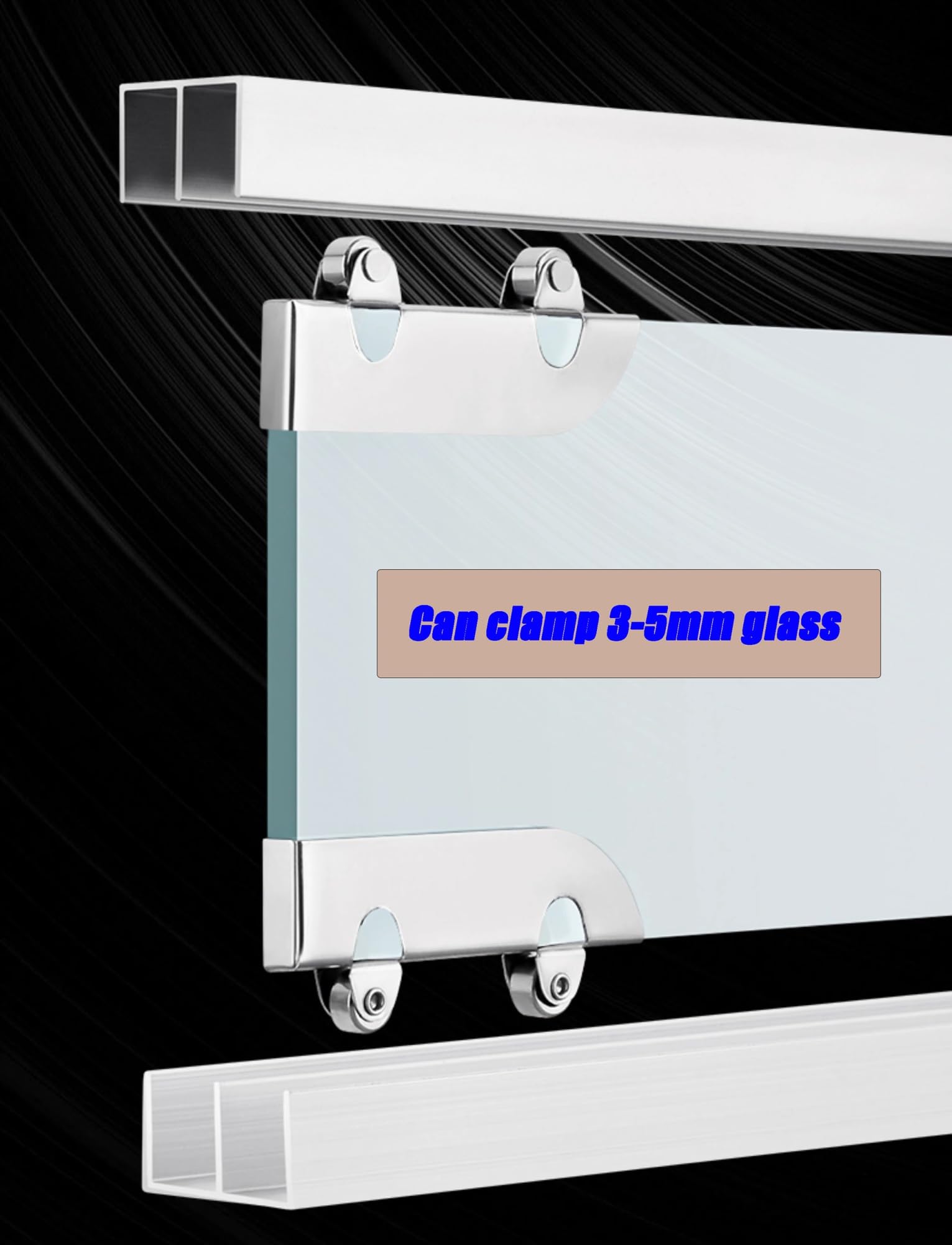 Zestaw prowadnic do drzwi przesuwnych ze szkła aluminiowego, 1 zestaw
