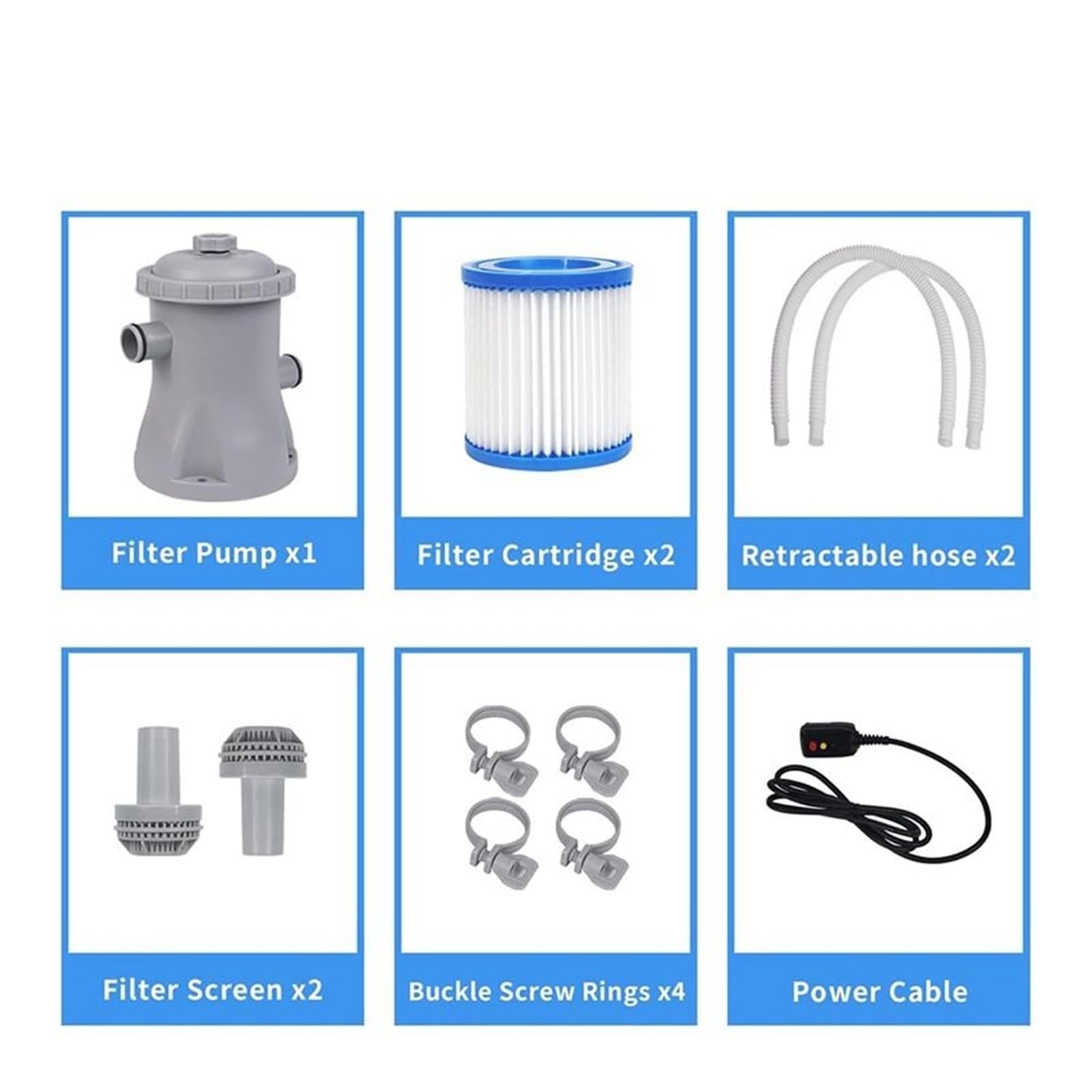 Bomba De Filtro De Circulación For Limpiador De Piscinas, Bomba De Filtro De Piscina De 110V-240V Con 2 Cartuchos De Filtro(UK)