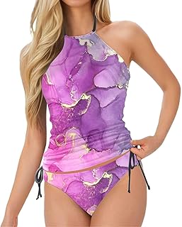 Traje de baño para mujer Tankini de 2 piezas traje de baño normal sin espalda 2 piezas estampado estampado estampado colorido tirantes acolchados trajes de baño sexy vacaciones ropa de playa negro