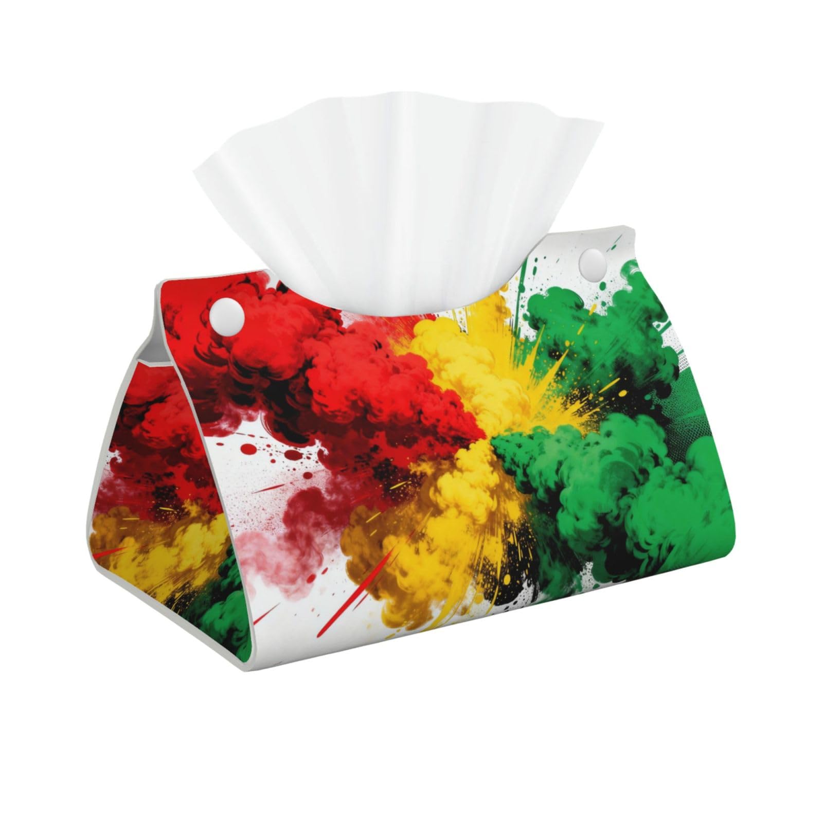 Three Color Smoke Long Leather Tissue Box Cover-Waterproof PU Leather Tissue Holder for Bathroom, Decorative Rectangular Tissue Case