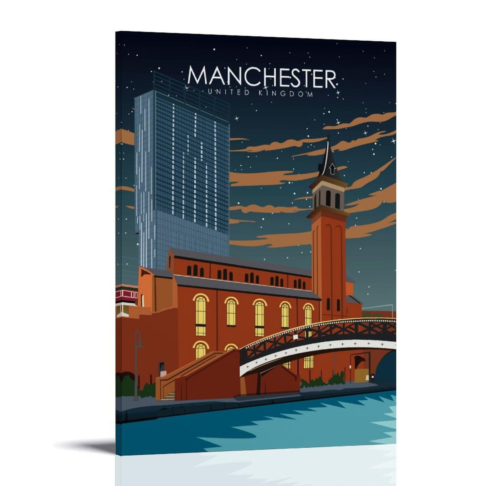 Gajust Frame Travel Vintage Poster Manchester Travel Poster, Canvas Print Art Poster; ; 12X18inch(30X45cm)