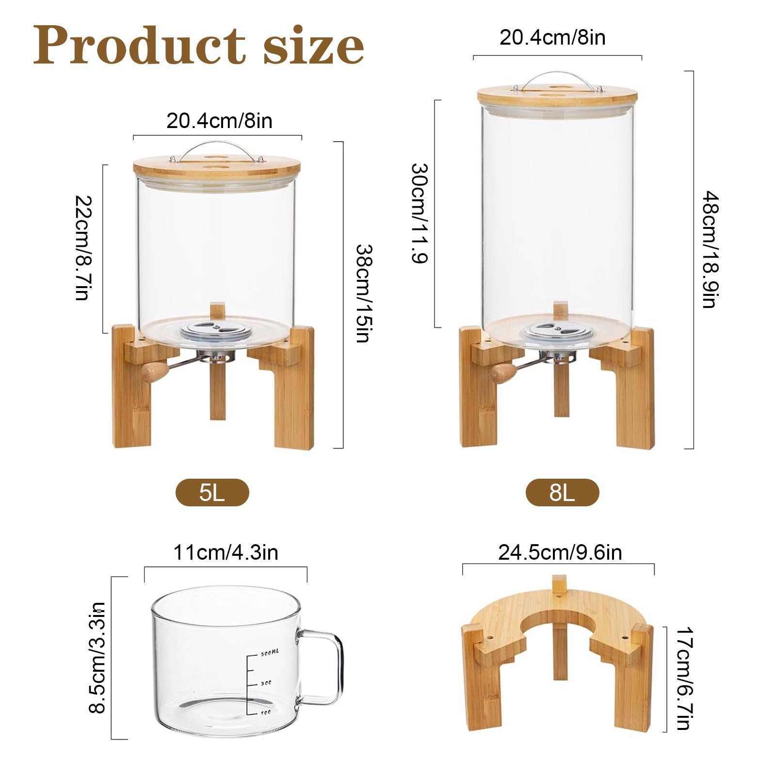 Dispensador de Arroz con Taza Medidora, Dispensador de Cereales (8L) | Dispensador de Legumbres Con Tapa Hermética, Recipientes Herméticos Alimentos para Organizadores Cocina