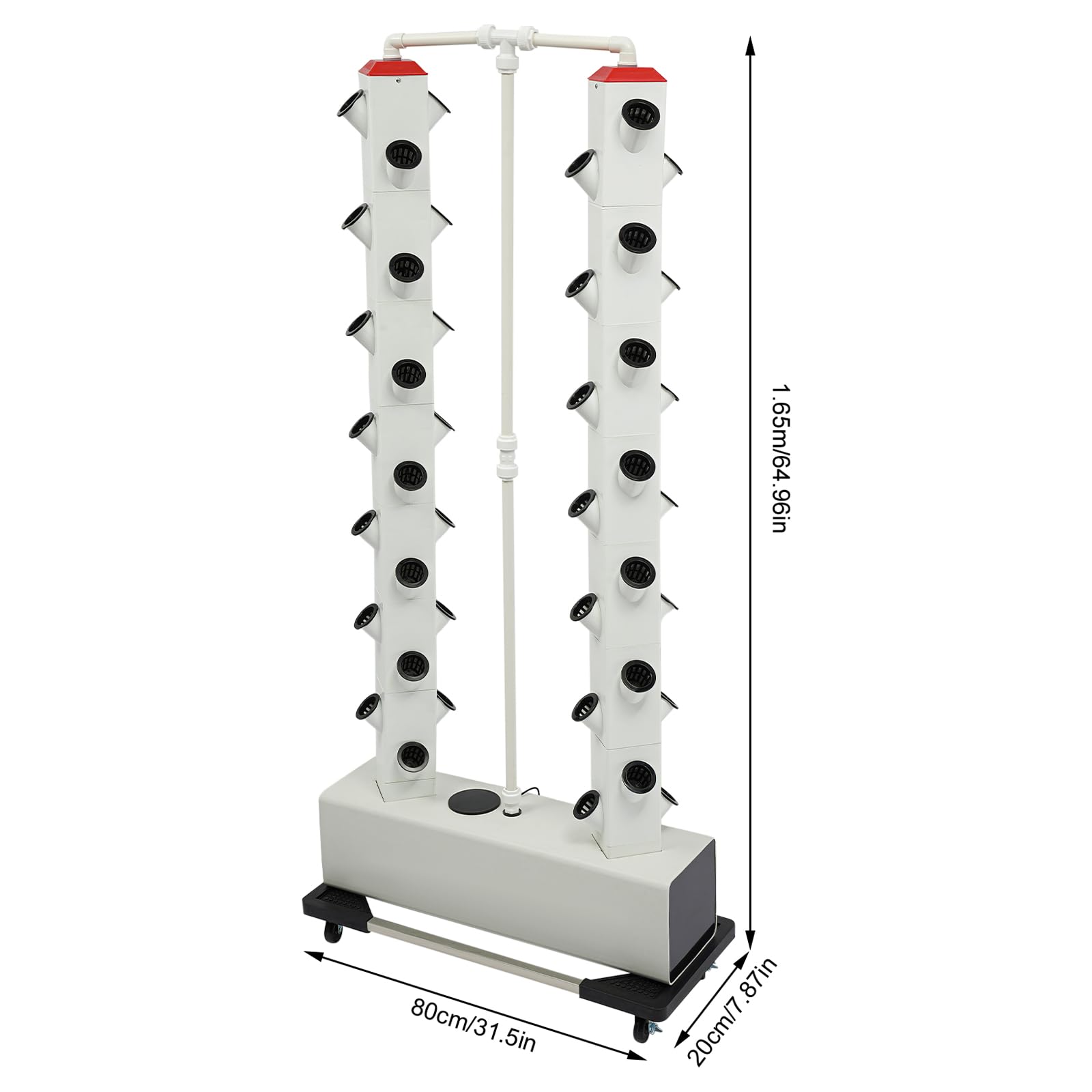 Sistema hidropónico de 56 agujeros, kit de cultivo hidropónico con bomba de agua, sistema de cultivo hidropónico interior/exterior con ruedas, esponja de cultivo, bandejas de siembra,