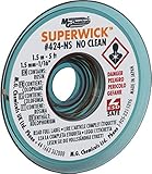 Bobinas libres de estática MG Chemicals 424-NS Trenza para desoldar Super Wick No Clean, 0.05\"de ancho x 5 \'de largo