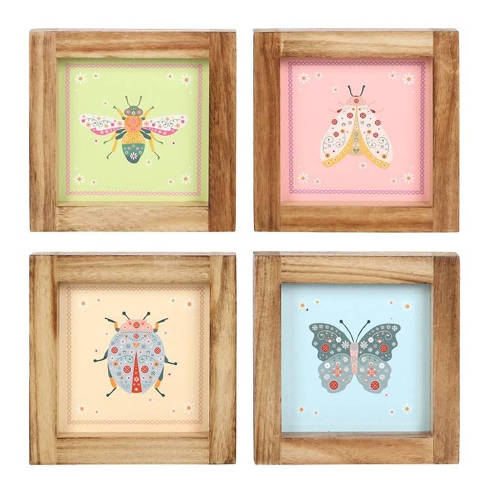 Something Different Multicoloured Floral Bug Framed Wall Art Set (Pack Of 4) (One Size) (Multicoloured)