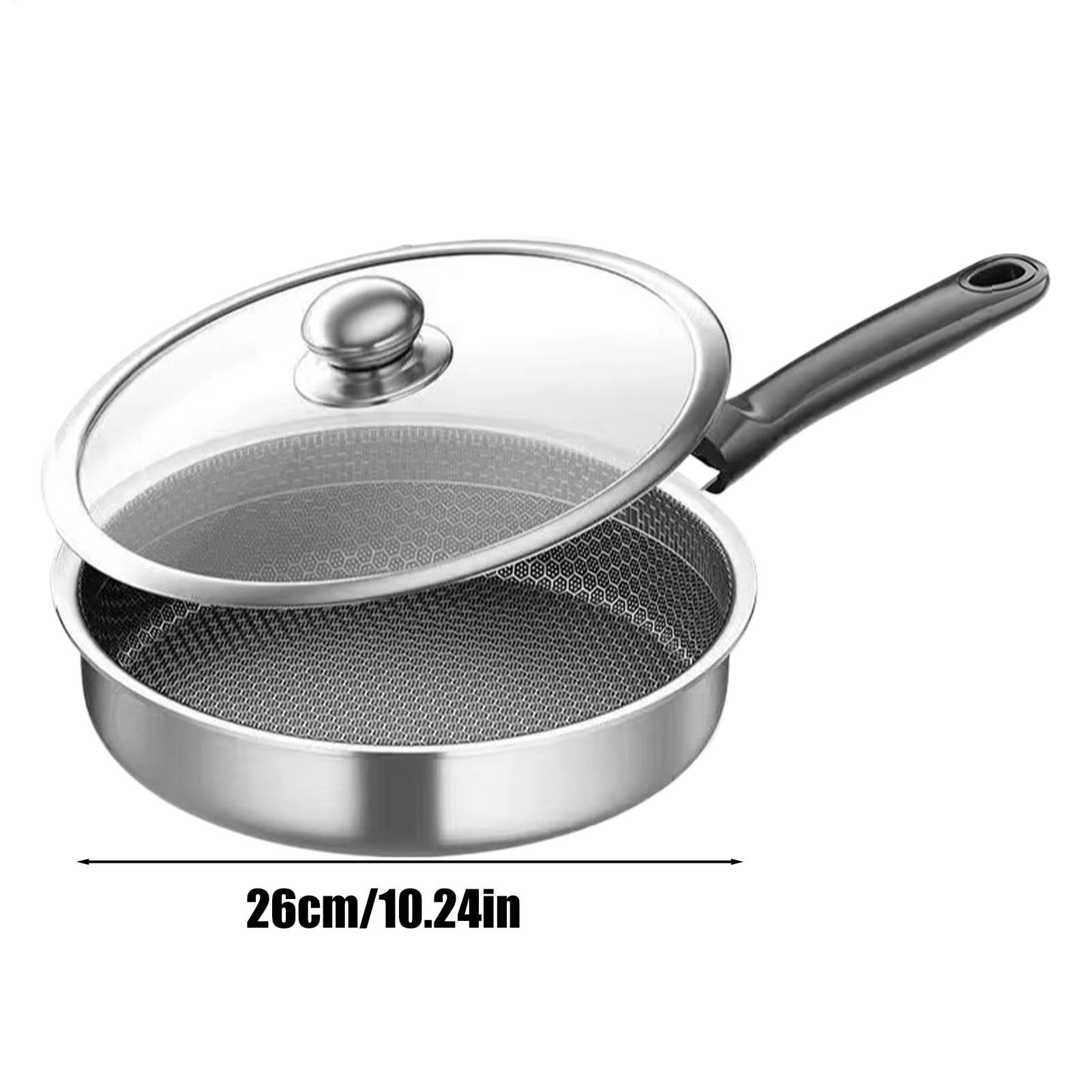 Sartenes Antiadherentes Batería de Cocina de Acero con Tapa | Sartén Individual para Restaurante Camping Estufa Eléctrica y Hogar en la Preparación de Alimentos
