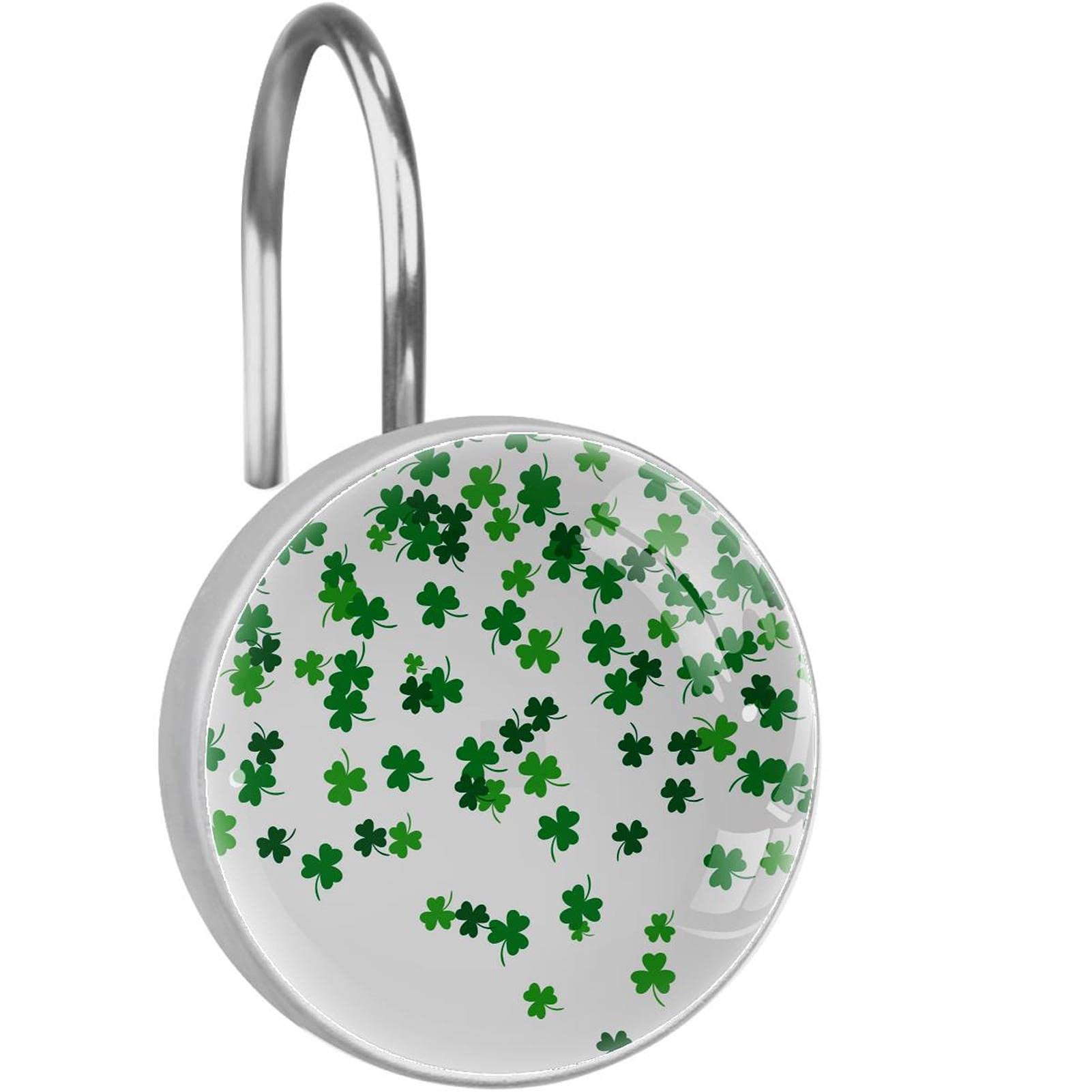 Crochets pour rideau de douche en cristal vert Clovers lot de 12 anneaux de douche décoratifs