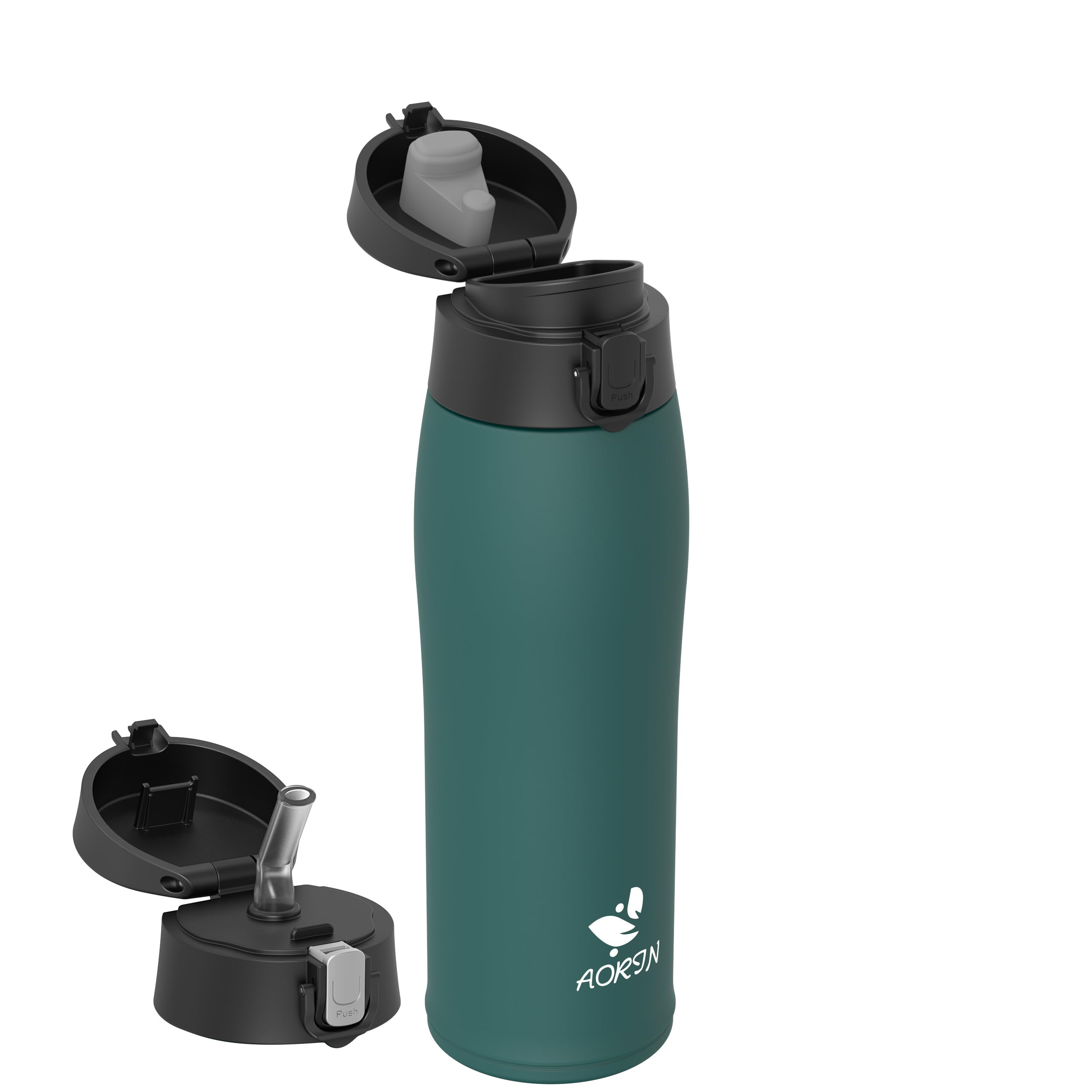 AORIN Botella Agua Acero Inoxidable 18/8 con 2 Tapas, 500ml Botella Agua Niños, Botella Térmica Anti-Fugas, Botella Gimnasio, Termo sin BPA para Deportes, Exterior, Viajes y Escuela — view 33