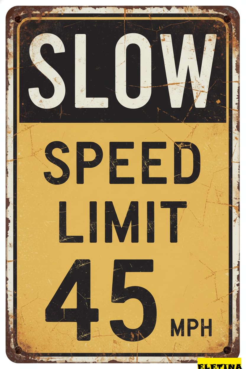 Speed Limit 45 MPH Traffic Tin Sign, 8x12 Inch