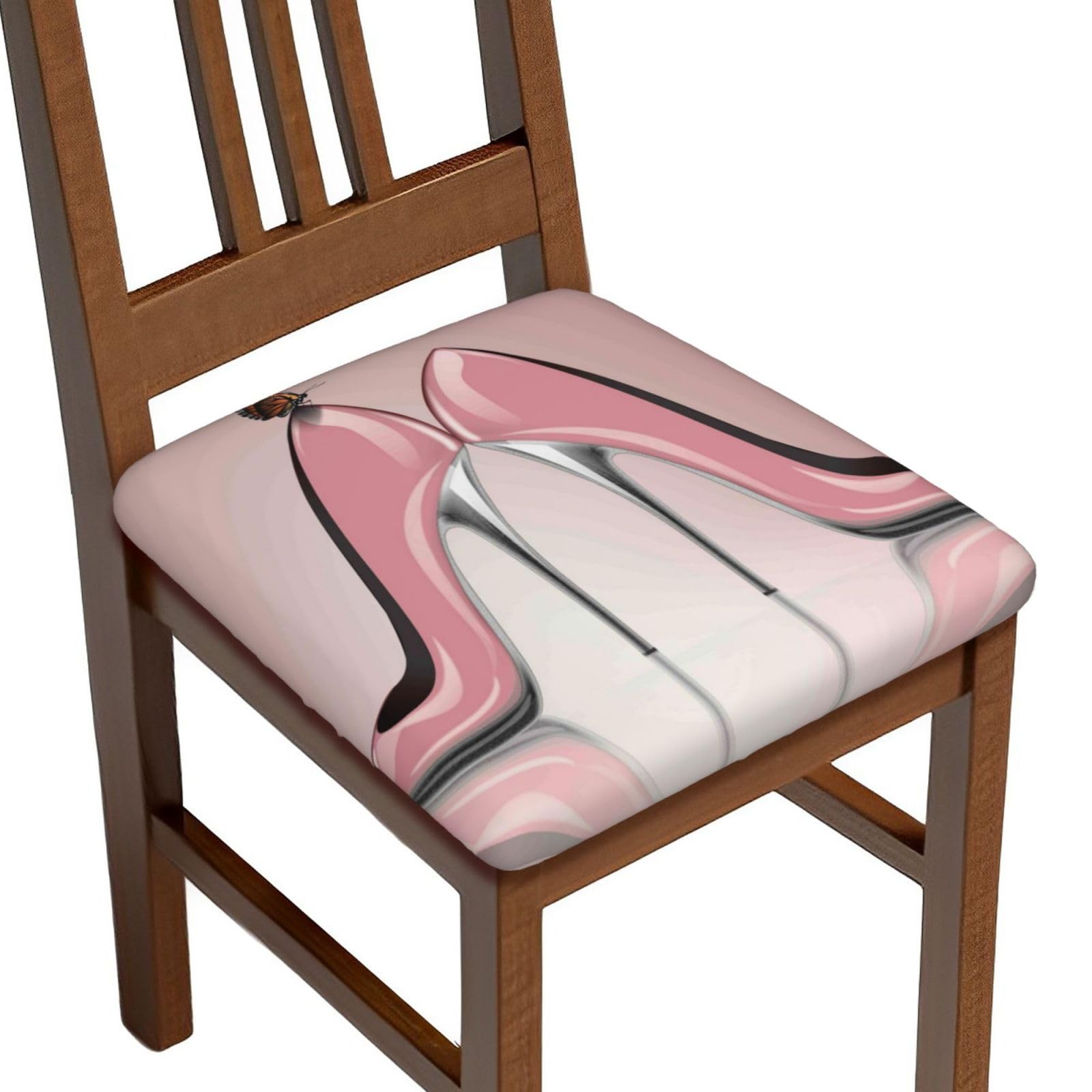 High Heel Shoes Butterfly Seat Covers for Dining Room Chair Stretch Removable Kitchen Slipcover Washable Cushion Protector Slipcovers of 6