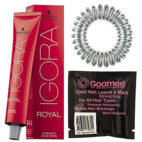 Igora Royal 7-00 rubio medio natural extra permanente para el cabello & Goomee The Markless Hair Loop Single Diamond Clear (paquete de 2 artículos)
