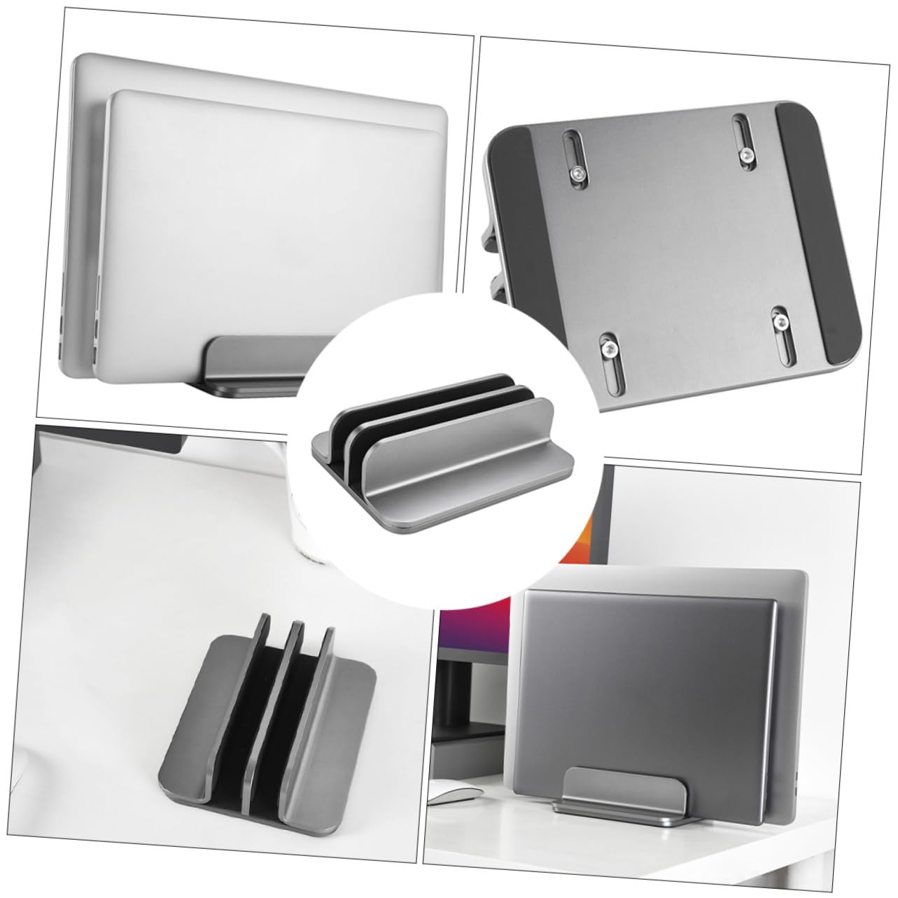 BESPORTBLE Soporte Vertical Portátil Doble de Aluminio Base Ligera y Portátil para Laptop y Tablet Ahorro de Espacio para Escritorio y Oficina