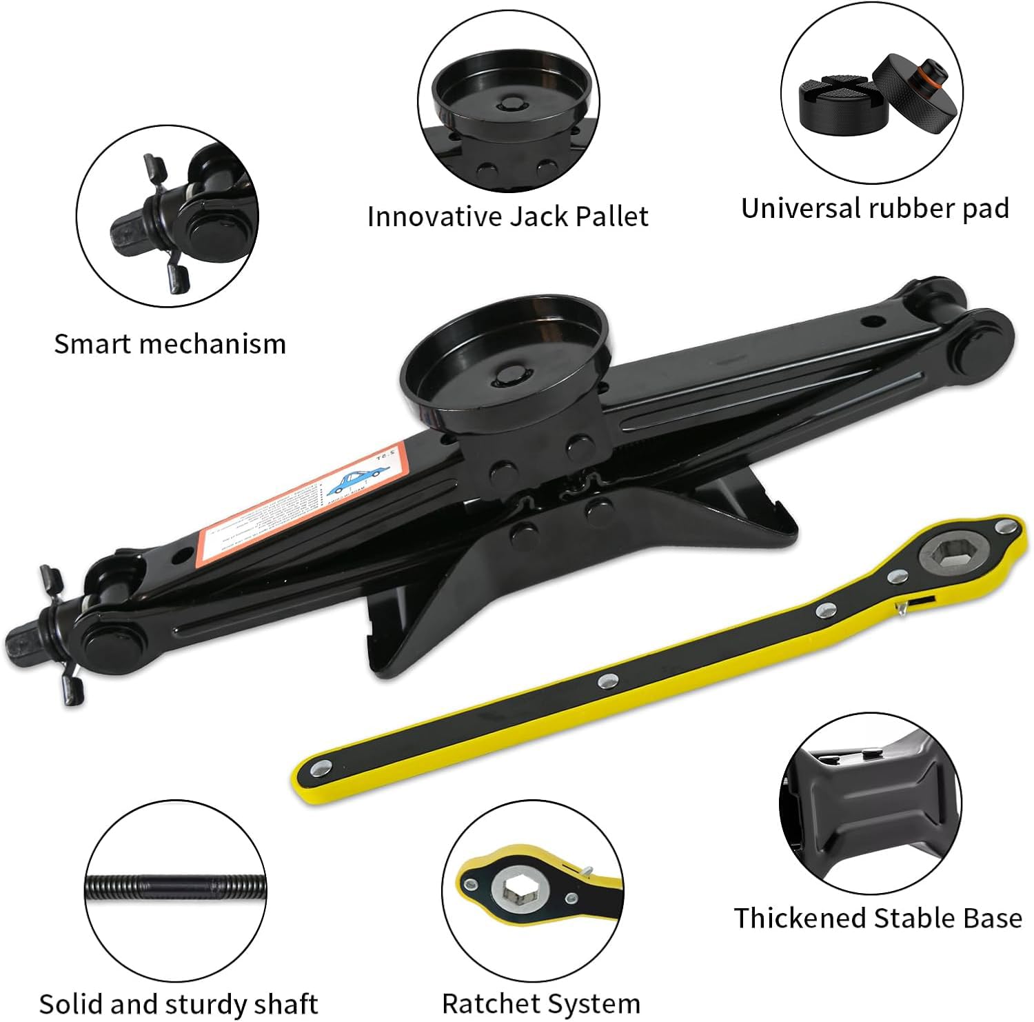 Cric Auto 2,5T, Cric Idraulico Alternativo, Sollevatore Auto con Tamponi Gomma Universale e per Tesla, Cric a Forbice, Cavalletti Auto per SUV e Berline(2.5T-SY)