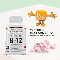 Vista 9 de NutraBulk Vitamina B-12 Cápsulas de 2500 mcg Micro-Pastilla Apoya el bienestar cognitivo y general, ayuda a ayudar al cerebro, la potencia
