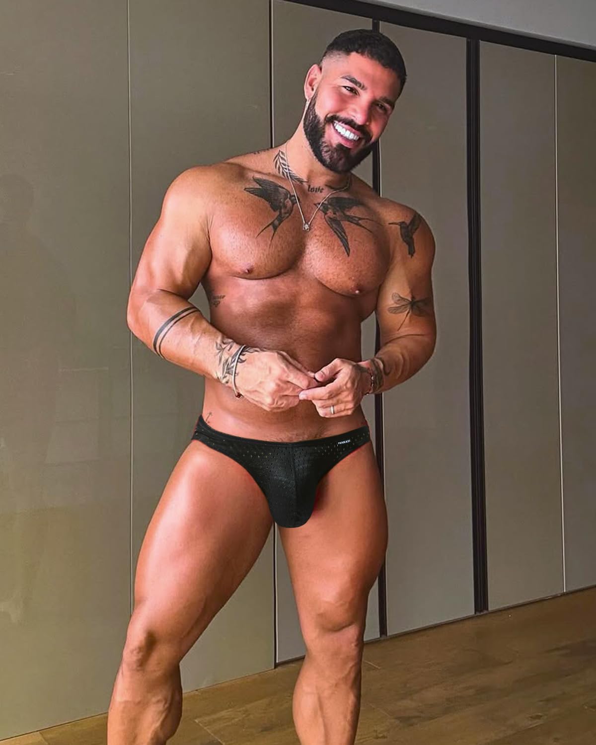 Men's Sexy Bikini Underwear Mesh Stretch Low Rise String Sport Bikini Briefs 3 Pack - Image 3