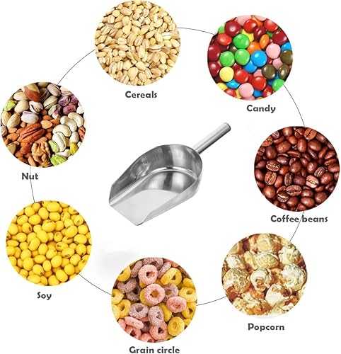 Miniatura 4 de BESTonZON Cuchara de hielo de metal de acero inoxidable de 8 onzas, cuchara de harina de cocina, cuchara de caramelo, cuchara de comida pequeña para