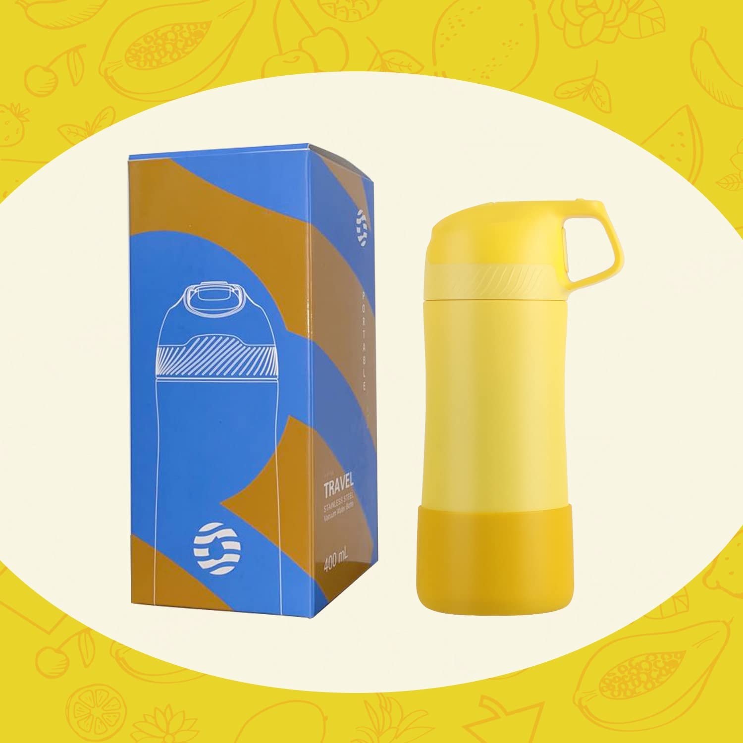 FEIJIAN Borraccia Bambini acciaio inox con cannuccia, Senza BPA- 400ml