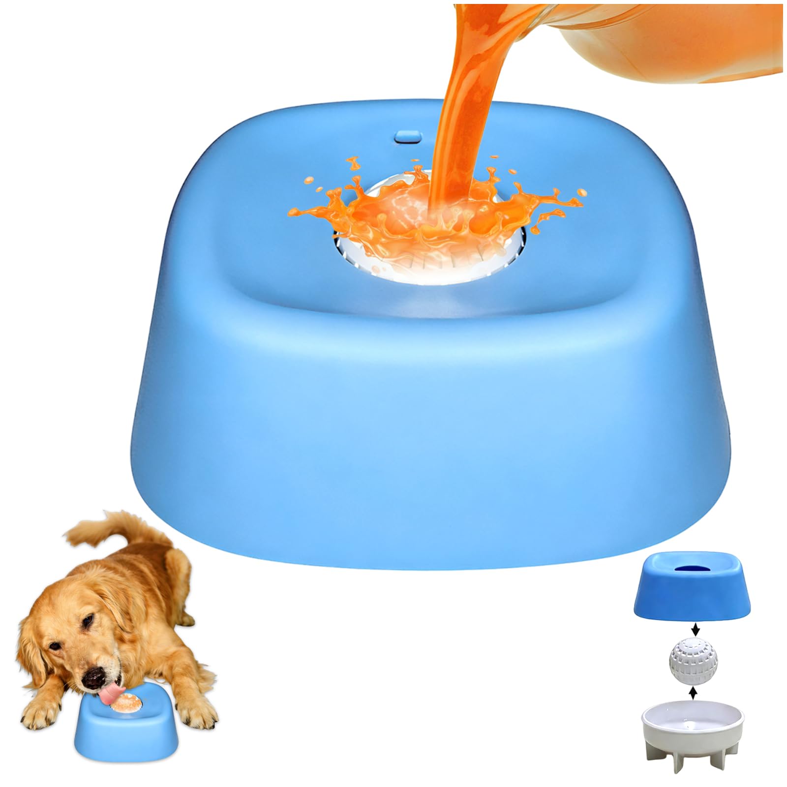Audasi Dog Lick Bowl, Lick Bowl for Dogs Slow Eating Dog Bowl with Safety-Lock Ball for Liquid Treat for Broth Yogurt Puree Enrichment & Calm Large Medium Small Breeds