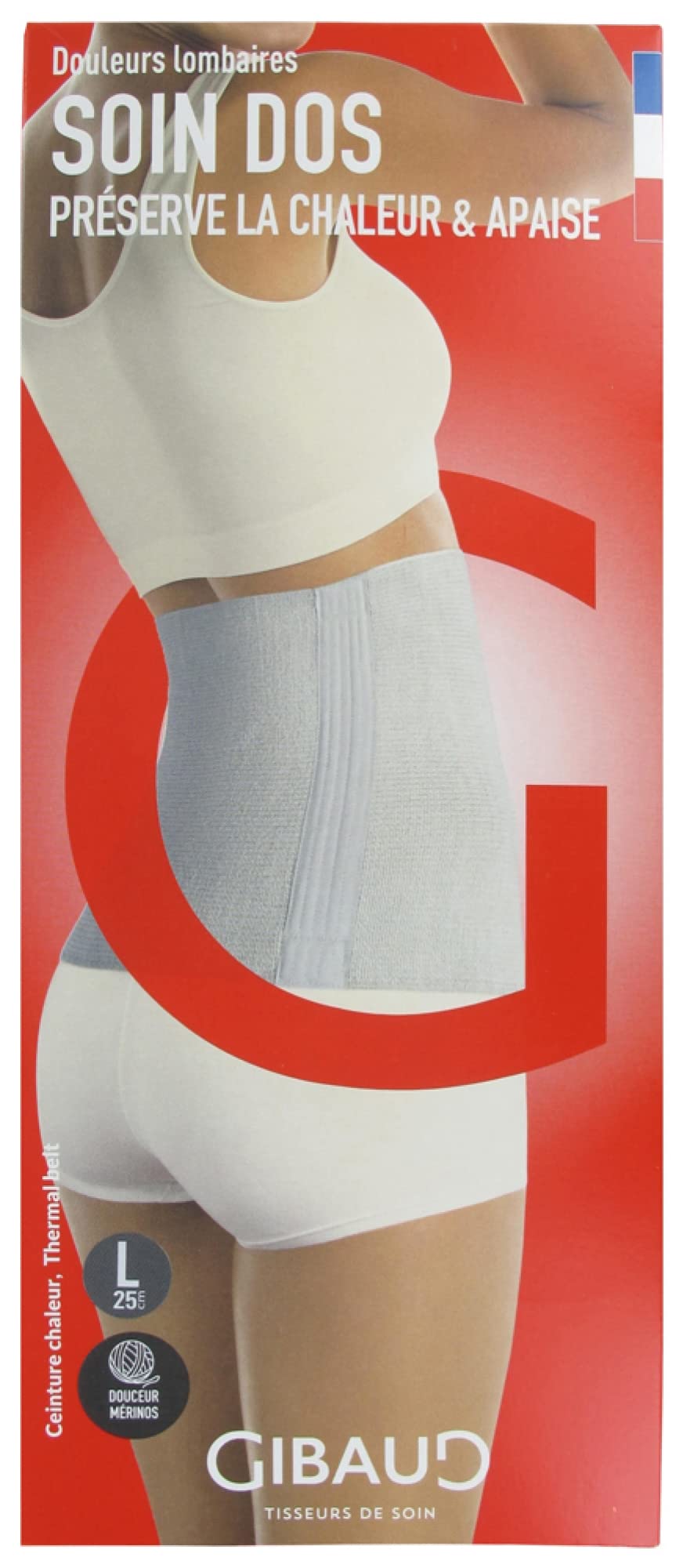 Gibaud Soin Dos Ceinture Chaleur Anthracite Hauteur 25 cm - Taille L