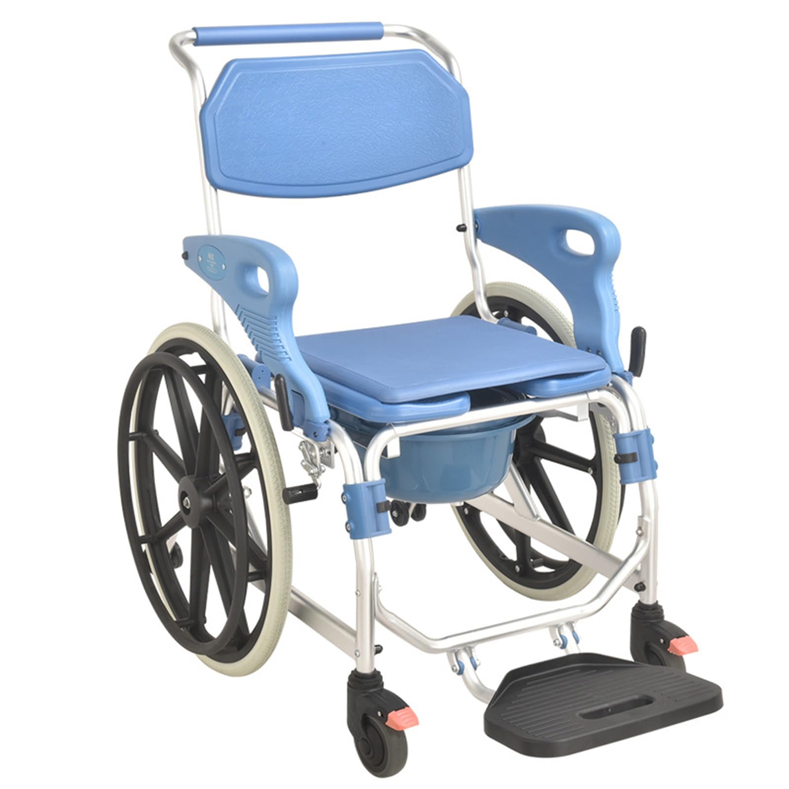 Lxury 002 Multifunctional Toilet Shower Chair Adjustable Armrests Commode Wheelchair With Removable Pot And Folding Pedal Mobile Bedside Commodes For Elder Disabled People 150Kg/330Lb,