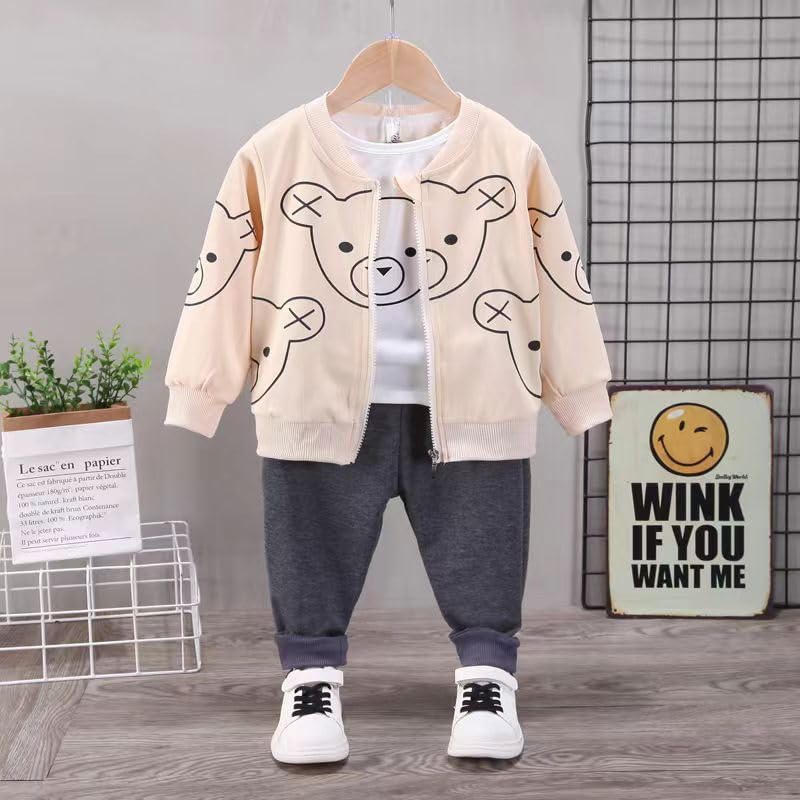 Image of Bold N Elegant Kids 3 Piece Jacket T Shirt Jogger Set for Boys Girls