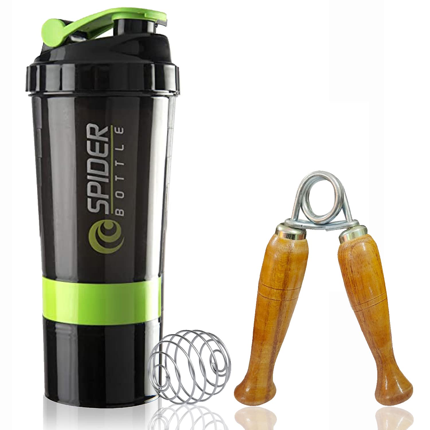 TRUE INDIAN Gym Shaker and Wooden Griper for Fitness and Strength Training/Leakproof Shaker. Gym & Fitness Kit (Green)-image-25