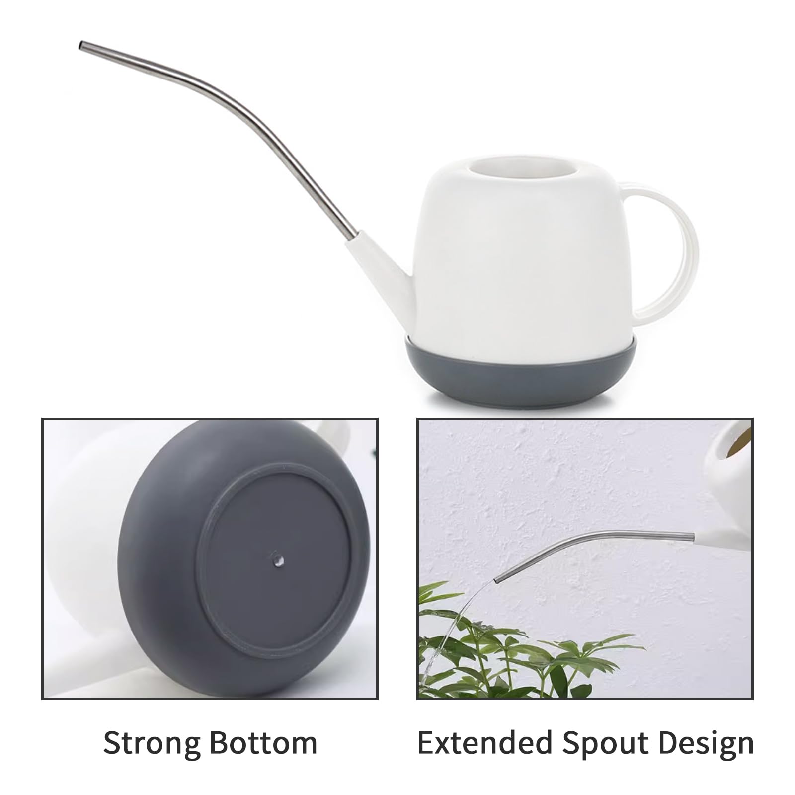 Lizbin Watering Can for Indoor Plants with Long Spout, Plant Watering Can, Watering Cans Indoor Plants, Small Watering Cans for House Plants, Flowers, Succulents 1L/34oz (White) - Image 4