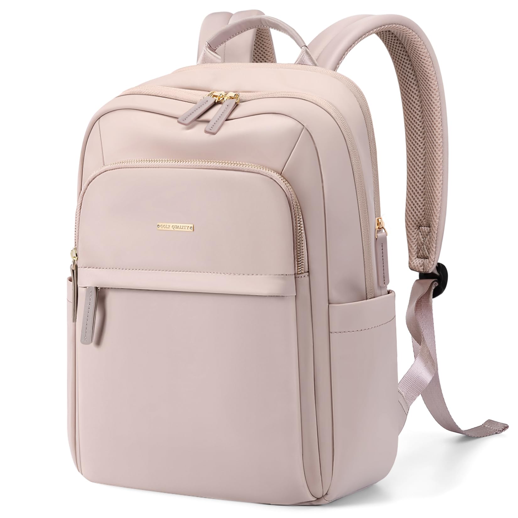 GOLF QUALITY Hiking Travel Backpack for Women Casual Business Weekender Multilayer Laptop Bag,16 Inch,Pink