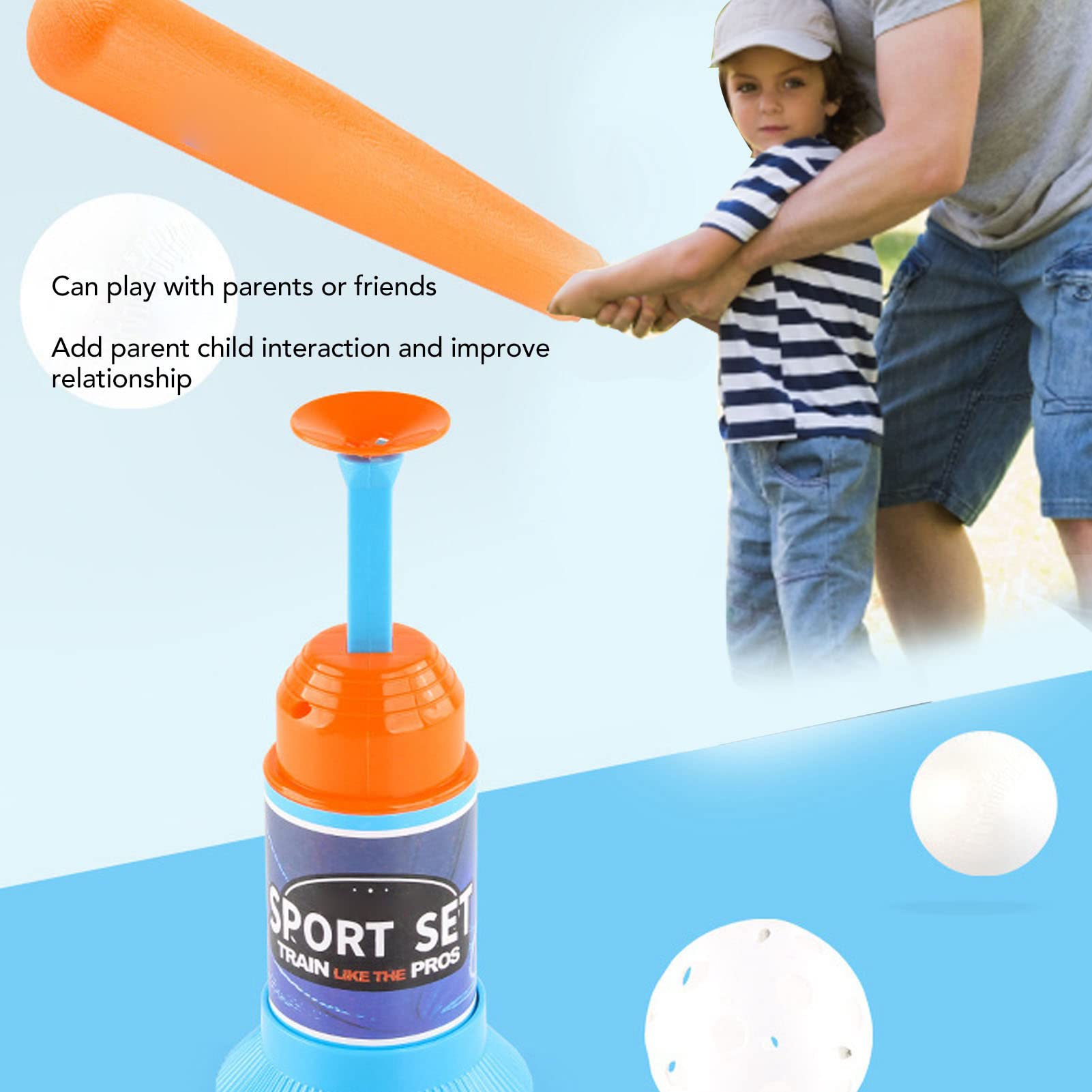 yaogohua Baseball Pitching Machine 3 Balls Baseball Bat Press Type Baseball Batting for Outdoor, Operated Automatic Pitcher, Collapsible Plastic Bat