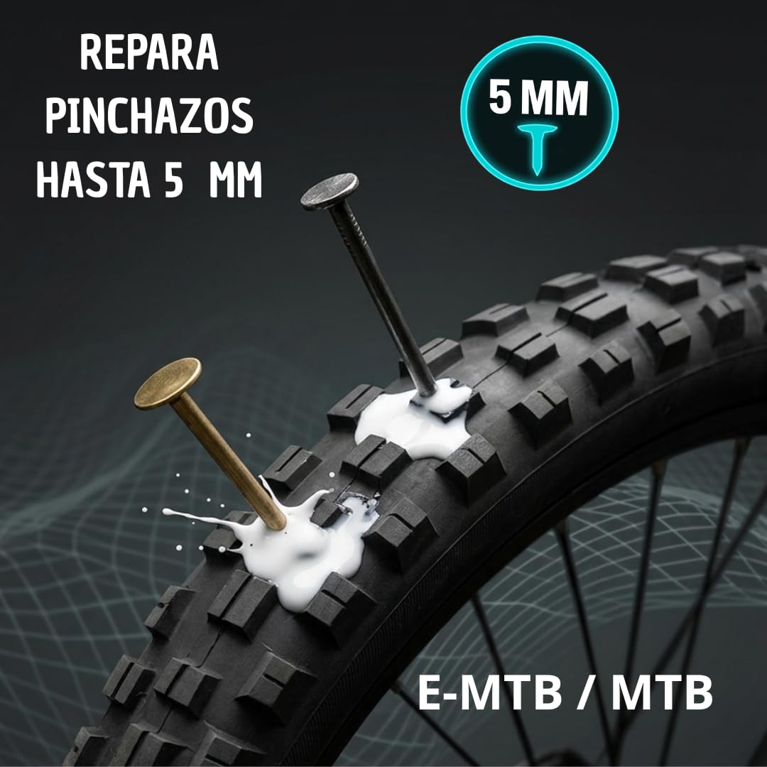 Kit para tubelizar 2 Ruedas Completo con liquido,valvulas Presta,Kit dosificacion y Cinta de 25mm