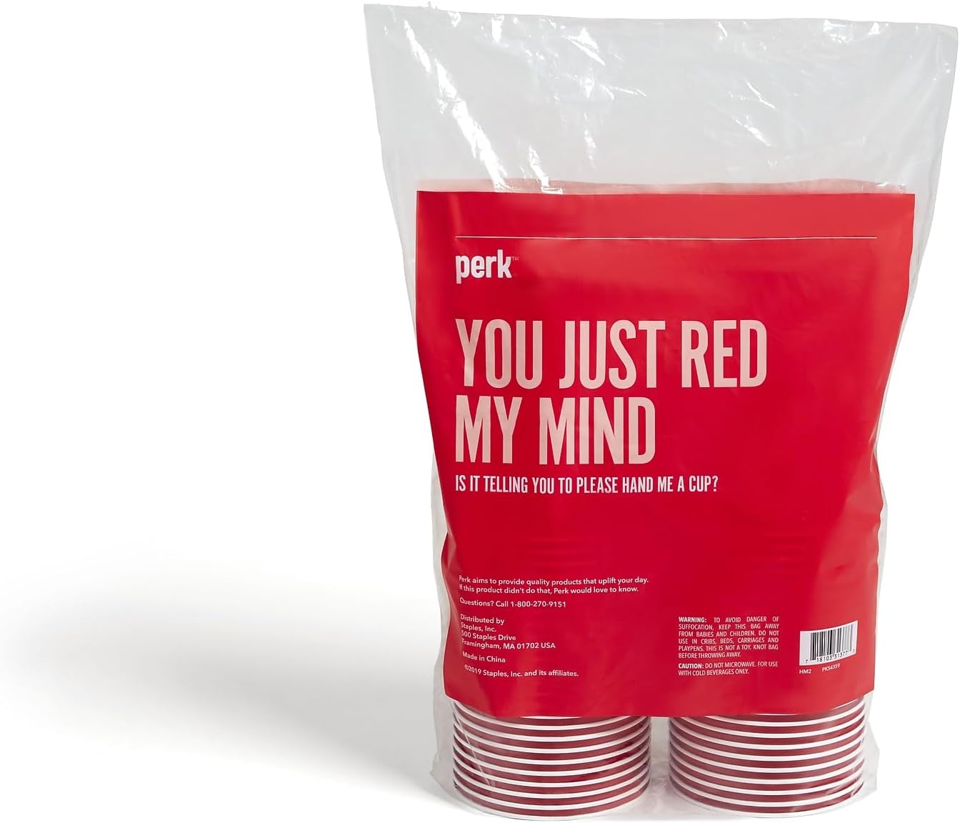 Perk 16 Oz Plastic Cold Cups, 500 Count Bulk Disposable Cups for Cold Drinks, Parties & Events, Red