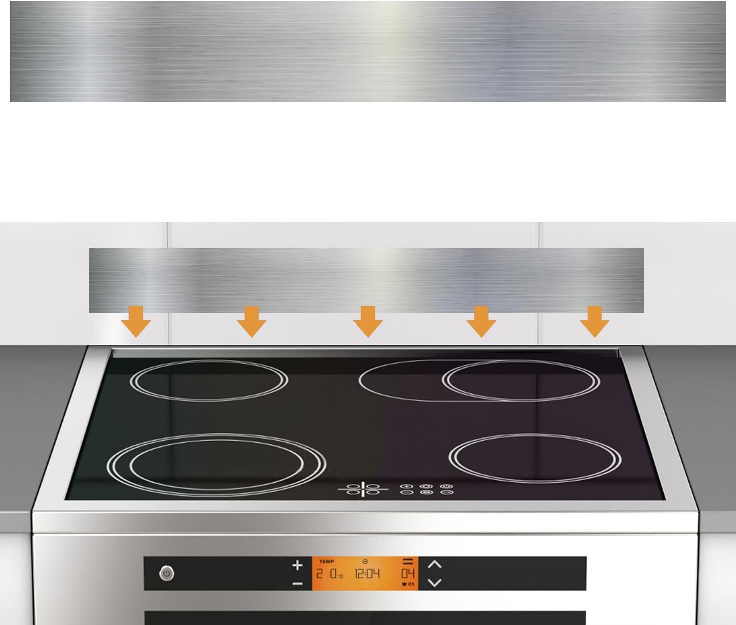 Stainless Steel Backsplash for Stove, Front Control Freestanding Range Universal Backguard, Stainless Steel Backsplash for Kitchen Stove Decor, 29.75" L×4.75" W Fit for Most (Silver Brushed)