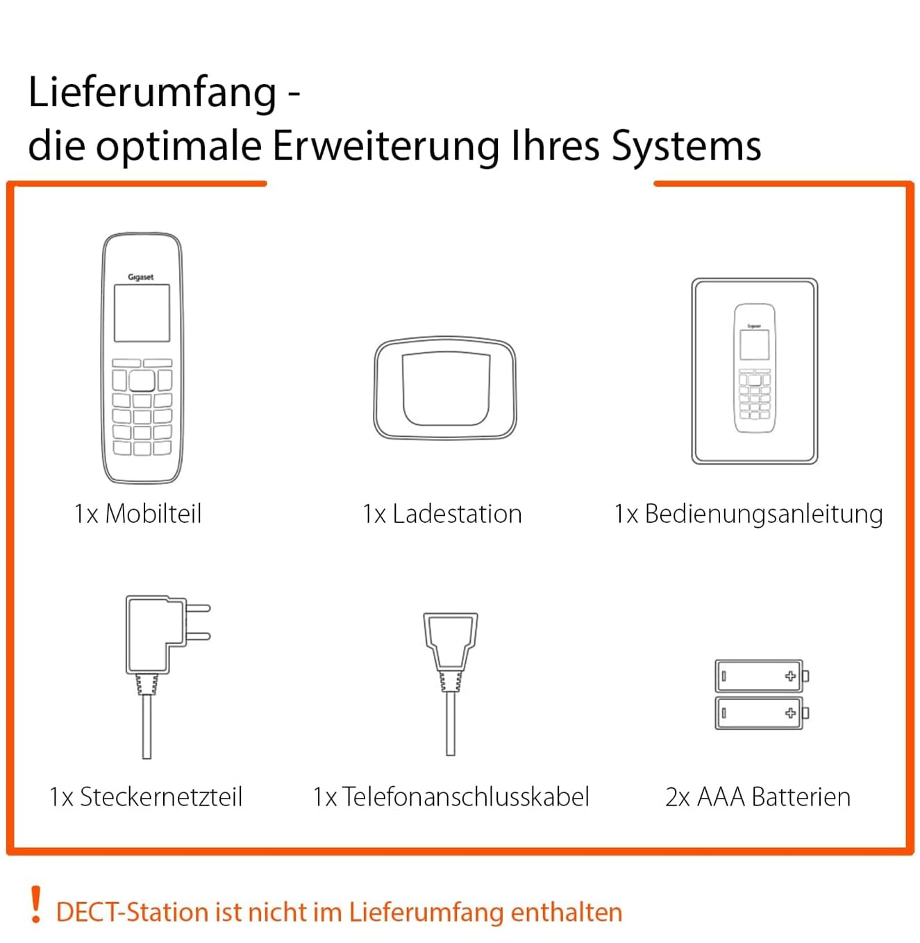 Gigaset E630HX - DECT-Mobilteil mit Ladeschale - Fritzbox-kompatibel - Schnurloses Telefon für Router und DECT-Basis – Robust und Strapazierfähig, schwarz [Deutsche Version] [Ohne Basis]