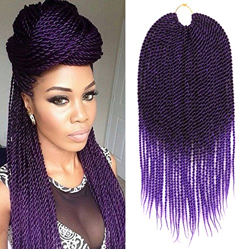 DAIRESS (6 Packs) Ombre Crochet Braids Senegalese Twist Crochet Hair 18Inches 30Stands Synthetic Hair Extensions Crochet Twist Braiding Hair (Ombre Purple)