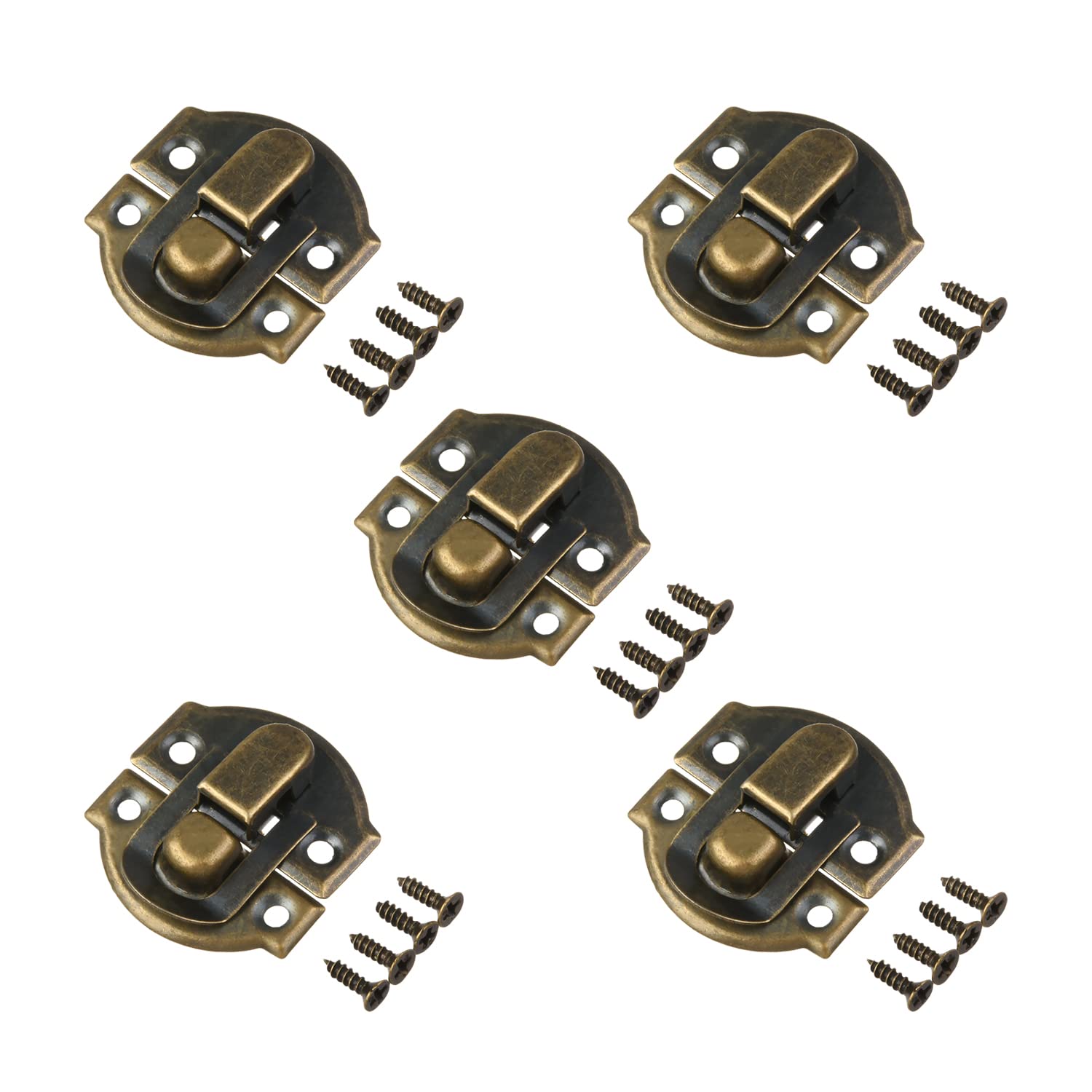 Spring Draw Latch, Spring-Loaded Toggle Latch Hasp, Multicolor, 5-Pack(Bronze)