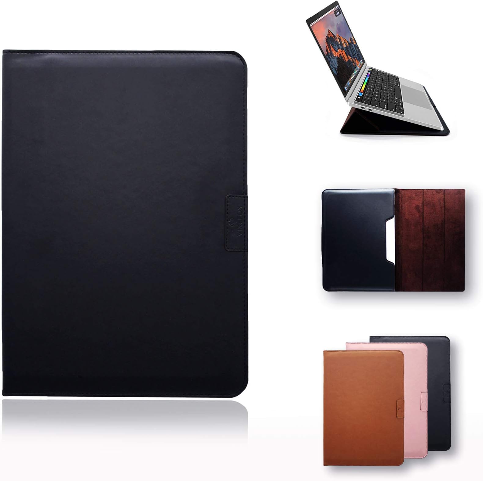 Vix and Fox Leather Sleeve Case For 12inchMacbook and 13.3 inch MacBook Pro with Retina Display, Laptop Case Bag (12 inch MacBook, Classic Black)