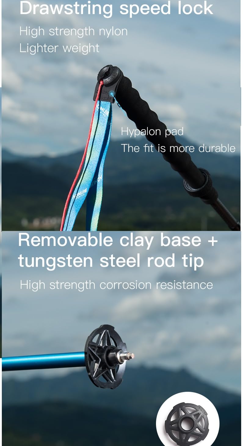 Bastones de trekking plegables, ligeros de aluminio para senderismo, 110/120 cm, ultraligeros para correr, AONIJIE