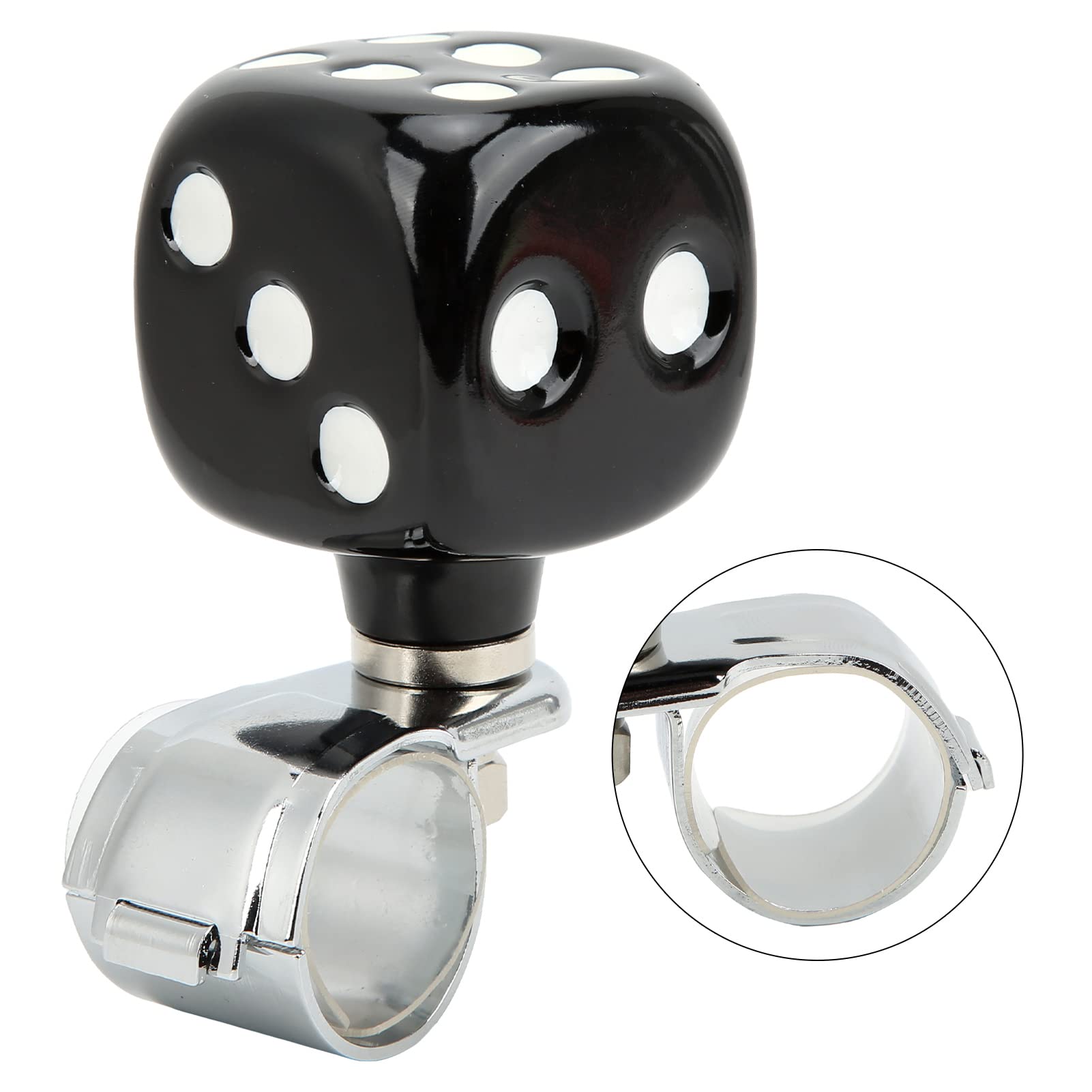 CAR STEERING WHEEL SPINNER DICE SHAPE LABOR SAVING COOL STYLE FOR CARS TRUCKS (Black)