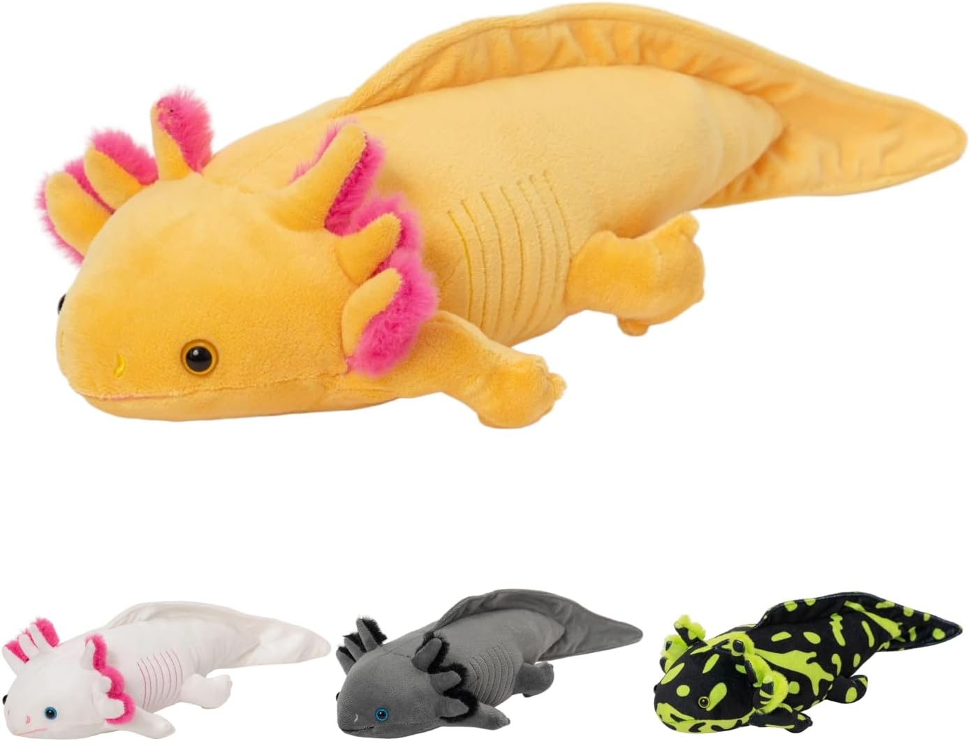 18'' White Axolotl Plush Toy, Realistic Salamander Stuffed Animal with Pink Gills, Soft Cuddly Plushie for Kids & Friends, Cute Birthday Children's Day or Room Decor