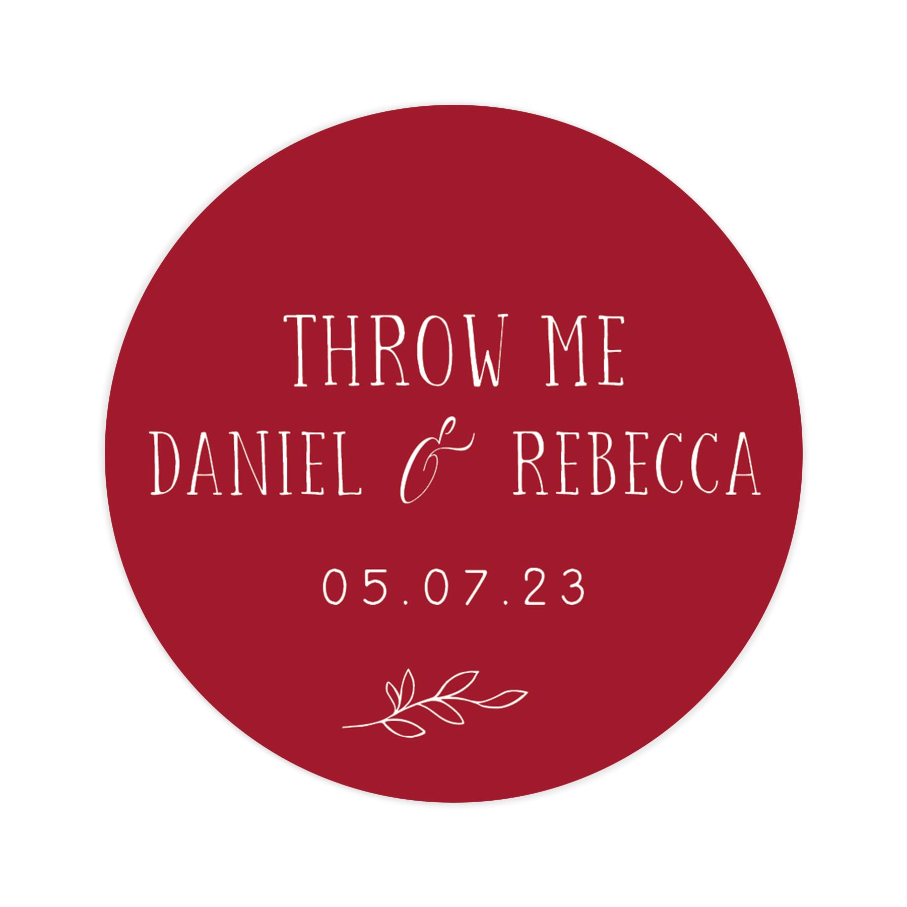 Personalised Throw me Confetti Wedding Stickers | 12 Colour Choice Round Circle Wedding Labels | Favor Sticker | Weddings Favors Thank You Stickers | 35 Round Stickers (Red)